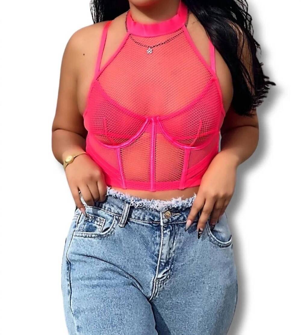 NEW MY BOO jonae sleeveless corset crop top in pink
